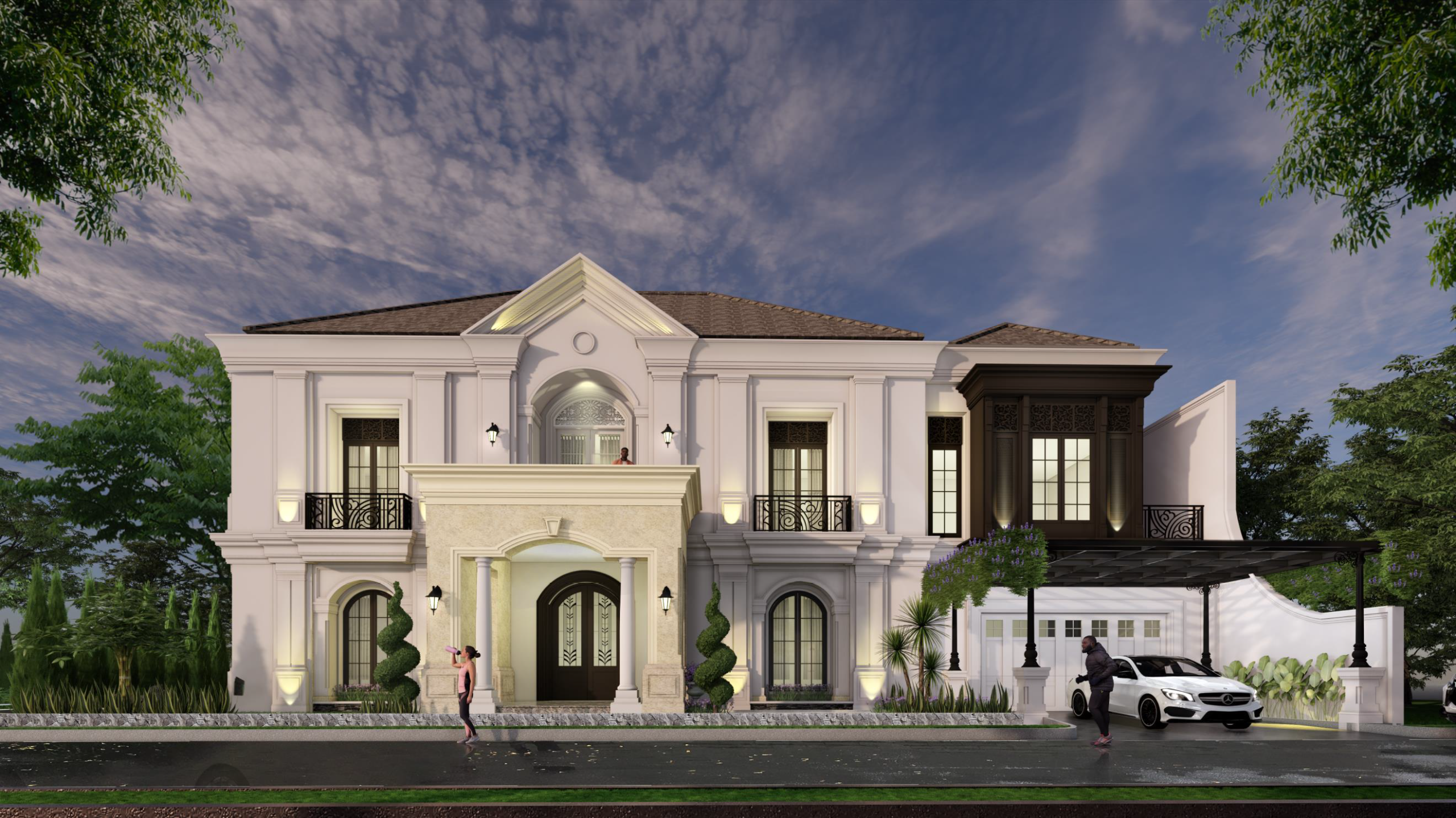 Rumah Mewah Bergaya American Classic di Purwokerto oleh Mata Air Persada